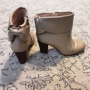 Kate Spade Cream Ankle Bootie with Bow Detail